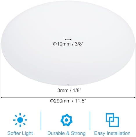 PATIKIL Lampshade Diffuser, 11.5" Diameter with 3/8" Center Hole Round Diffuser for Drum Lampshades Pendants Light Fits 12-14" Openings, Frosted White