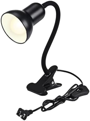 Clip On Gooseneck Lamp - 300W Max, Ceramic Fire-Resistant E26 Socket, Classic Durable Switch, Adjustable Flexible Clamp Light for Desk, Workbench, Bed Headboard, Table, Grow (Standard Clip Desk Light)