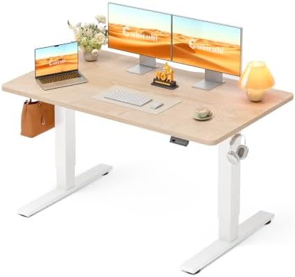 CubiCubi Electric Height Adjustable Standing Desk 55x28 Inch, Natural Oak