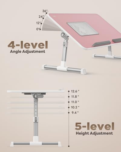 Laptop Desk for Bed with Cooling Fan, Height & Angle Laptop Stand
