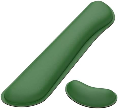 Dapesuom Enlarge Keyboard Wrist Rest, Memory Foam Wrist Cushion for Desk Mats Support, Cute Typing Pain Relief Keyboard Mouse Pad Rests Set with Non-Slip Base for Gaming Laptop Office, Forest Green