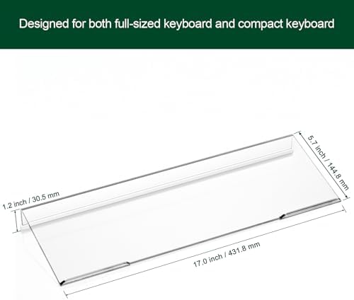Computer Keyboard Stand Holder - Ergonomic Acrylic Keyboard Stand for Desktop Comfortable Keyboard Tray Riser with Silicone Anti-Slip Strip for Home School Office Desk Accessory, Clear