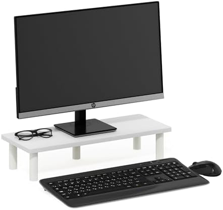 Furinno Turn-N-Tube Monitor Riser Stand, White/White (Pack of 2)