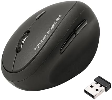SANWA 2.4G Wireless Ergonomic Mouse, Optical Vertical Ergo Mice for Small Hands, Reduce Wrist Strain, 800/1200/1600 DPI, 5 Buttons, Compatible with MacBook, Laptop, Windows, Mac OS, Black