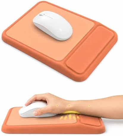 eulps Mouse Pad with Wrist Rest, Ergonomic Memory Foam Mousepad with Soft Wrist Support, Non-Slip PU Base, Smooth Surface for Office, Pain Relief for Laptop & Gaming (Orange)