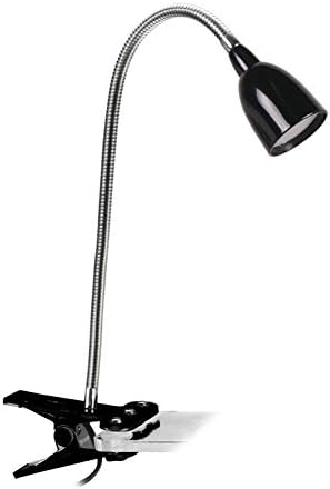 Newhouse Lighting NHCLP-LED-BLK Black Metal Flexible Clamp-Style LED Goose Neck Desk Lamp in 3000K Warm White Color Temperature with Power Adapter and 6 ft. Power Cord