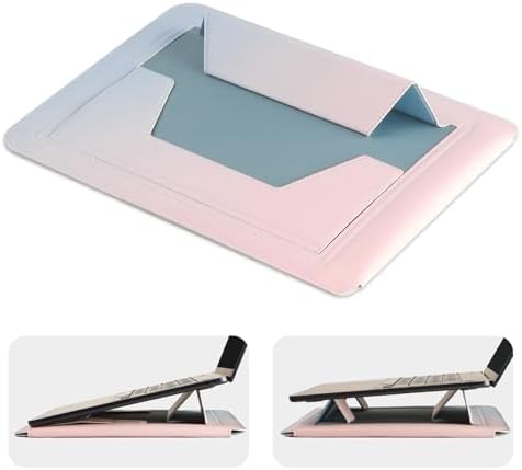 IMMOENUC 14 Inch 3-in-1 Laptop Sleeve with Adjustable Stand & Built-in Mouse Pad, PU Leather Protective Bag for 2026 MacBook Neo, 2026-2022 MacBook Air 13.6, 2026-2023 MacBook Pro 14, Icelandic Blue
