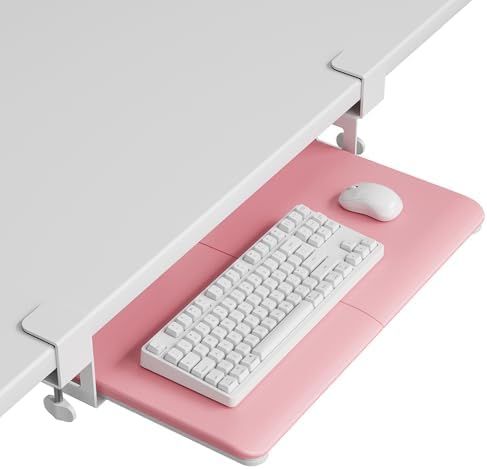 BONTEC Under Desk Keyboard Tray, Pull-Out Keyboard & Mouse Platform
