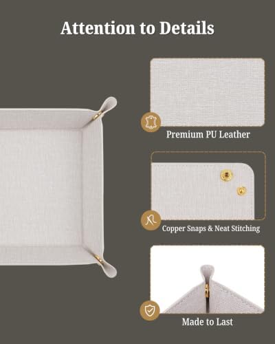 LAMOTI Valet Tray, PU Leather Catchall Tray for Desk & Nightstand