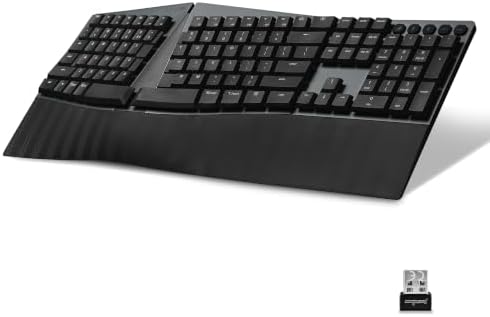 Perixx PERIBOARD-735BR Wireless Ergonomic Mechanical Keyboard - Low-Profile Brown Tactile Switches - Multi-Device Connection - Compatible with Windows and Mac OS X - US English