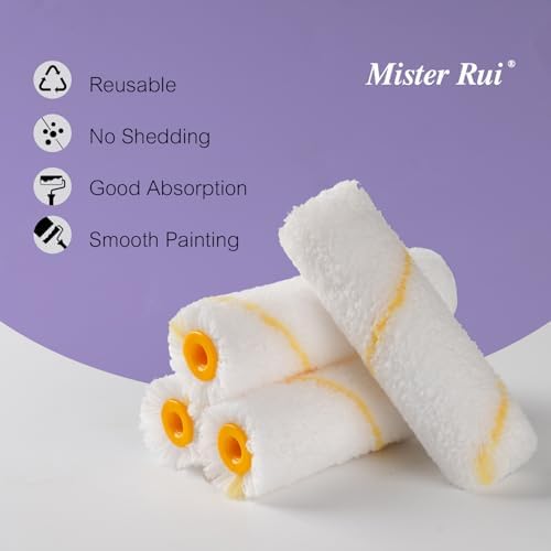 Mister Rui 10 Pieces 4-Inch Small Paint Roller Covers Microfiber Rollers