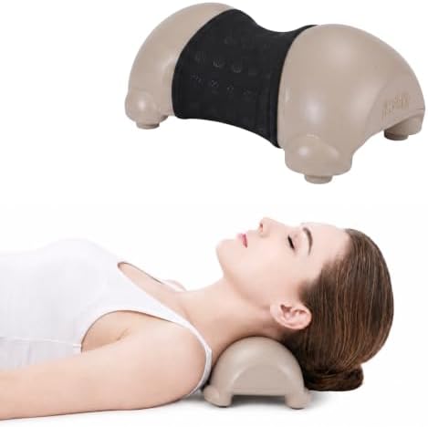 Cervical Neck Support Pillow for Neck Pain Relief, Neck Stretcher Exerciser, Ergonomic Traction Device for Neck Hump Corrector and Shoulder Relaxer, Apricot (Apricot)
