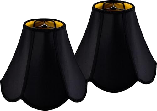GO&SO Lamp Shades Set of 2,6" x 13" x 10.6",Bell Lamp Shade,Black Petals