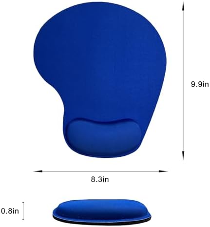 Mouse Pad with Wrist Support, Ergonomic Mouse Pads with Memory Foam Wrist Rest, Easy Typing Pain Relief, Comfortable Home Office Computer Wrist Support Pads for Working Studying Gaming, Blue