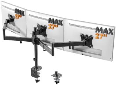 Triple Monitor Desk Mount for 13-27 Inch Screens, VESA 75/100