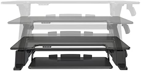 Realspace® P20 Standing Desk Converter With USB And Keyboard Tray, 19-3/10"H x 35-2/5"W x 23-1/5"D, Black