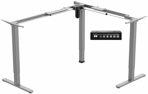 VIVO Gray Electric Corner 3 Leg Standing Desk Frame, DESK-E355G