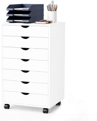 7 Drawer Mobile File Cabinet, Vertical Rolling Filing Cabinet