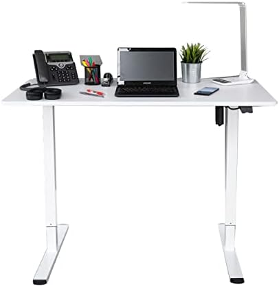 Stand Up Desk Store Electric Compact Standing Desk (White Frame/Matte White Top, 48” Wide)