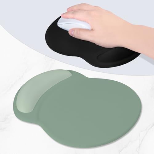 ITNRSIIET Ergonomic Mouse Pad with Comfort Gel Wrist Rest, Non-Slip PU Base, Smooth Textured Surface, Reduces Hand Fatigue & Wrist Pain, 8.7 x 7.2 Inch for Office Gaming Home, Sage Mint