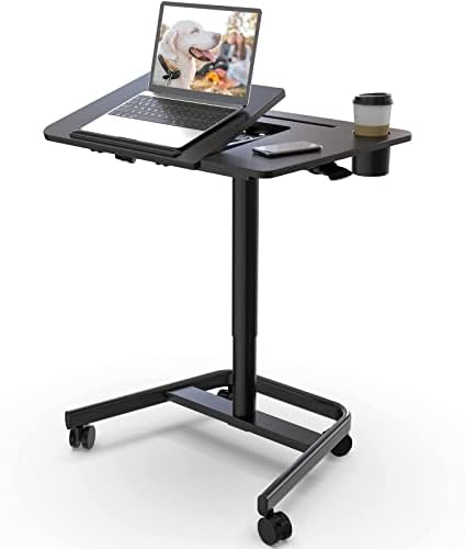 JOY worker Rolling Standing Desk, 60° Tiltable Mobile Laptop Desk, Black