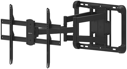 Amazon Basics Heavy Duty Extension Dual Arm, Full Motion Articulating TV Mount with Tilt and Swivel for 37" to 80" TVs up to 132 lbs, VESA Compatible, Fits LED LCD OLED Flat Curved Screens, Black