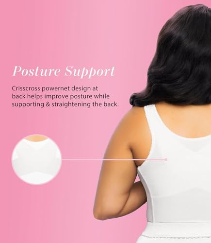 Exquisite Form 5107565 Fully Slimming Wireless Back & Posture Support Longline Bra with Front Closure & Lace
