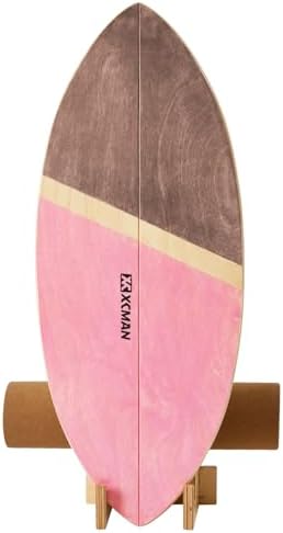 XCMAN Surf Balance Board Trainer with Roller Wooden Exercise Balancing Stability Trainer - Non Slip Surface for Adults Kids|Balance Board for Surfing,Snowboarding,Skateboarding,Hockey,Yoga Training
