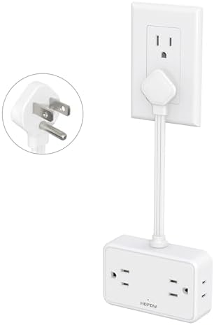 Flat Plug Extension Cord, 4AC&2A2C, 0.5FT Short Power Strip for Travel