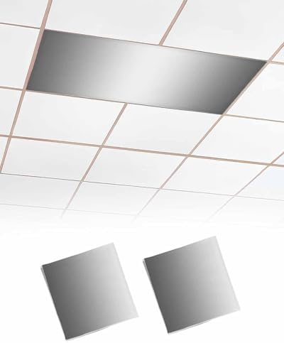 Grey Minimalist Geometric Gradual Solid White Magnetic Fluorescent Light Covers for Ceiling Lights 2 x 4 Feet, Office Classroom Kitchen Drop Ceiling Light Covers Lighting Filters Shade Panel 2 Packs