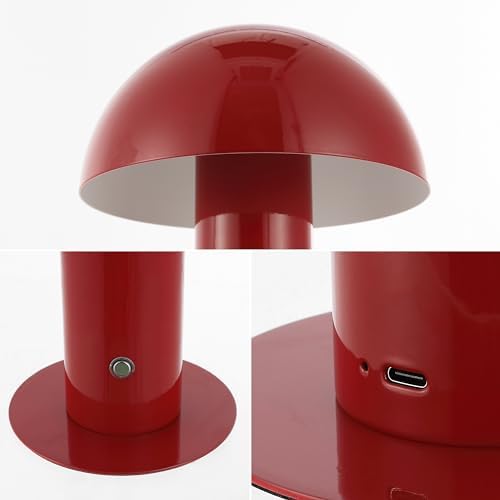 JONATHAN Y Boletus Mushroom Desk Lamp 10.75" Metal LED, Red