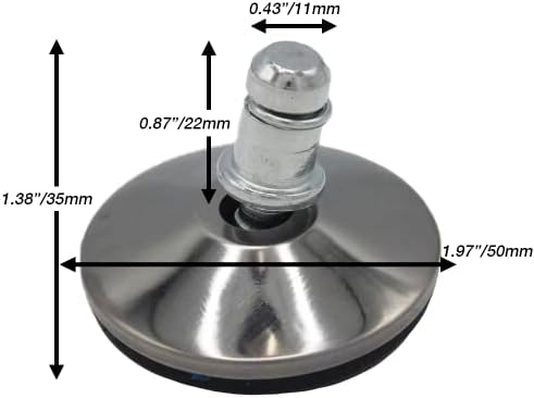 Office Chair Bell Glides Replacement, Replace Swivel Caster Wheels to Fixed Stationary Foot, Dia 7/16"(11mm) stem fit Most Office Chairs, Low Profile Bell Glides Feet Set of 5 (Silver Large)