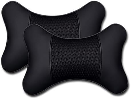 2 Packs Car Neck Pillows Dual-Side PU Leather Car Headrest, Black