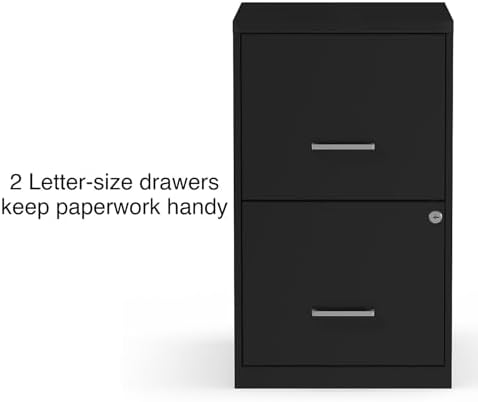 Staples 2-Drawer Vertical File Cabinet, Letter Size, Lockable, Black