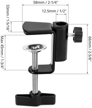 QWORK Universal Desk C-Clamp with 1/2" Thread Hole, 4 Pack Adjustable Metal Mounting Table Clamp, Desk Light Clamp Mount Holder for Swing Arm Magnifying Desk Lamp Microphone Camera