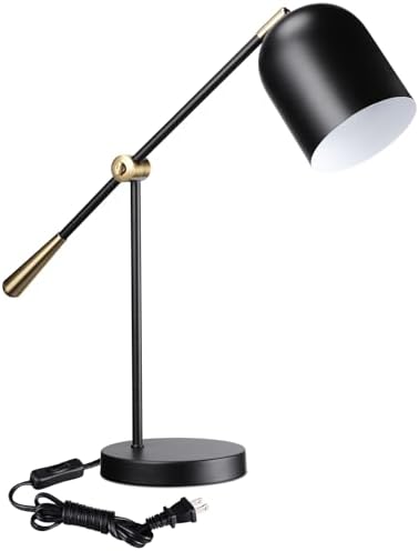TORCHSTAR Adjustable Metal Desk Lamp Aesthetic, AC 110-120V E26 Base, Black