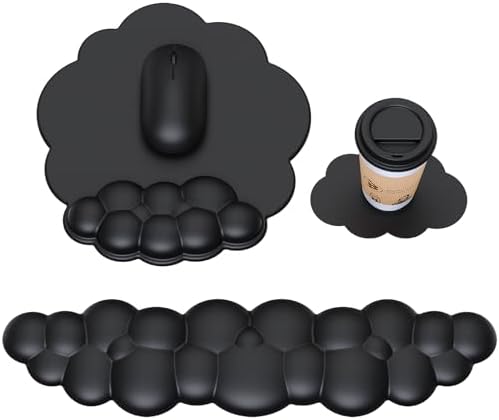 MOKURU Cloud Mouse Pad with Wrist Rest, Cloud Keyboard Wrist Rest, Mouse Pad Wrist Support, Ergonomic Keyboard Mouse Wrist Support (Black)