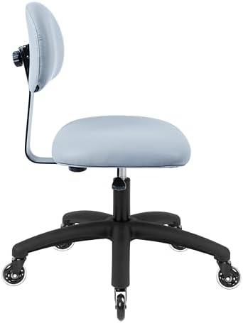 FSS Series Square seat (20"-28") seat Height Chair. Vinyl-for Office, Garage, Desk, Shop, Computer, Doctor, Medical, Easy to Clean! NO Footring (Gray, Medium, Rubber Roller Casters)