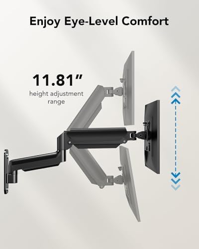 HUANUO Computer Monitor Wall Mount for 22"-35" Screens, Gaming Wall Mount Monitor Arm Holds up to 26.4lbs, Vesa Mount with Tilt, Swivel, Rotation, Supports 75x75mm, 100x100mm, 200x200mm, Black