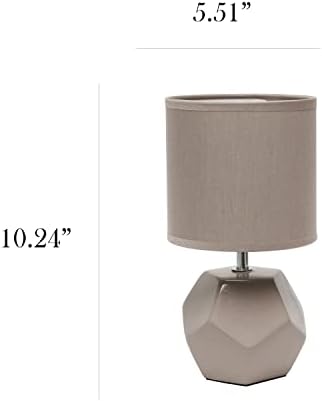 Simple Designs LT2065-GRY Round Prism Mini Table Lamp with Matching Fabric Shade, Gray (Pack of 24)