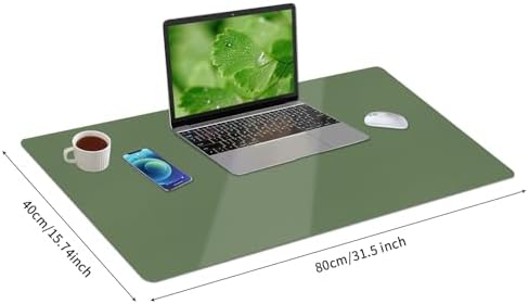 Bloss Green Desk Mat, Desk Matt for Desktop, Large Leather Desk Pad, Desk Pad Mat Waterproof, Computer Mat for Office/Home/Decor/Desk Protector(31.5 x 15.7 Inches)