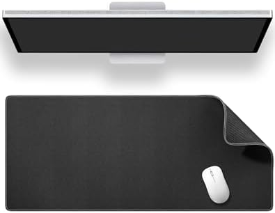 ALOANES Black Waterproof Desk Mat, Large Mouse Pad with Extended Mouse Mat, with Anti Slip Base, Stitched Edge, Grain Jacquard Surface, Perfect for Gamer, Office & Home, 3XL 15.74''x35.43''x0.12''