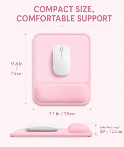eulps Ergonomic Mouse Pad with Wrist Rest, Gel Mousepad with Soft Wrist Support, Non-Slip PU Base, Smooth Surface Mouse Pad for Wrist Pain Relief, Computer Laptop Office Home & Gaming (Pink)