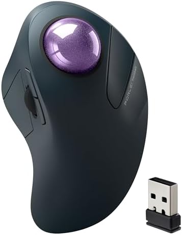 Wireless Ergonomic Trackball Mouse, Large Hands, 44mm Index Finger Control