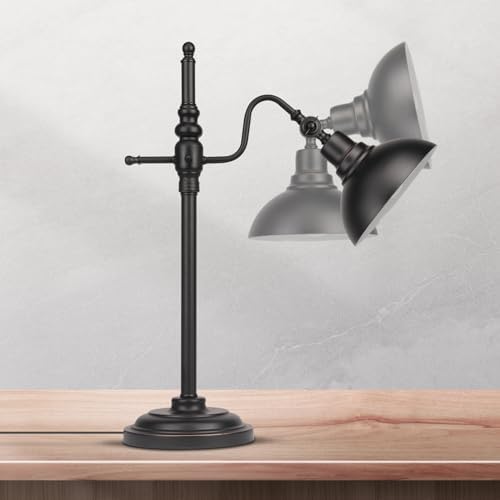 Black Farmhouse Desk Lamp, Industrial Metal Eye-Caring Table Lamp,Vintage Desk Lamp for Home Office Living Room Dorm