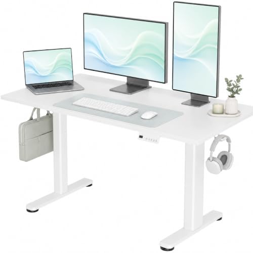 Claiks Electric Standing Desk 48x24 Inch Adjustable Desk, White