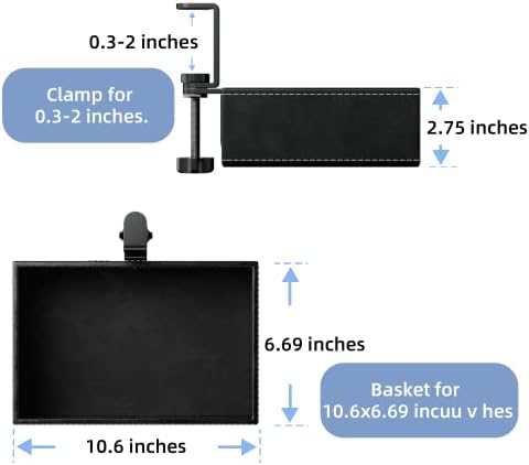 Under Desk Drawer, Clamp on Desk Organizer Hanging Desk Storage PU Leather