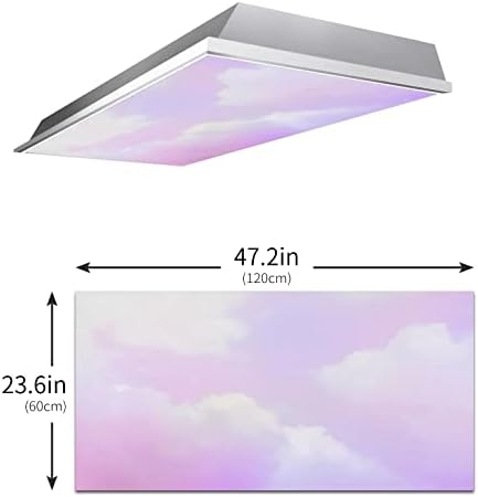 Fluorescent Light Cover Decorative Ceiling Light Filters,Sky and Clouds Pattern,for Classroom Office Hospitals Home Ceiling Decorative,2ft x 4ft,Pink Purple