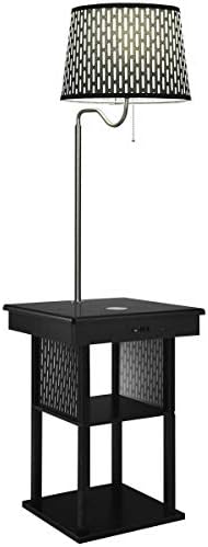 Brightech Madison w. Table & Lamp Combo, Desk Lamp with Wireless Charging Pad and USB Port, Bedside Reading Lamp, Nightstand Lamp with LED Bulb for Bedroom, Living Room, Office - Classic Black