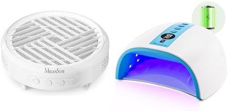 MelodySusie Nail Dust Collector White with Rechargeable UV LED Nail Lamp P-PLUS30G Blue